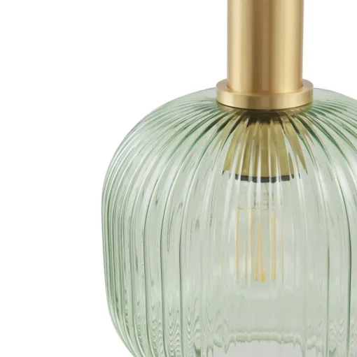 Lindby Doroteo hanglamp, 3-lamps, groen/amber/grijs, glas