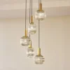 Lindby Doroteo hanglamp, 5-lamps, grijs, glas