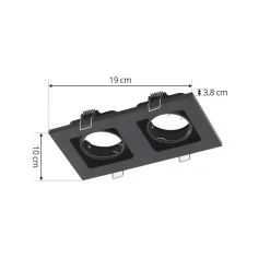 Lindby downlight Thorid, zwart, 19 x 10 cm, 2-lamps, GU10