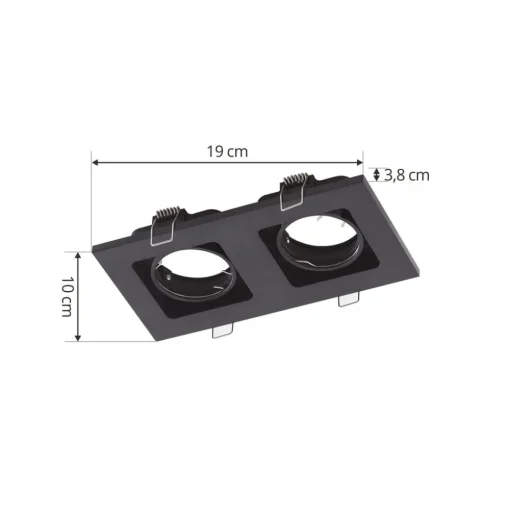 Lindby downlight Thorid, zwart, 19 x 10 cm, 2-lamps, GU10