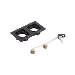 Lindby downlight Thorid, zwart, 19 x 10 cm, 2-lamps, GU10