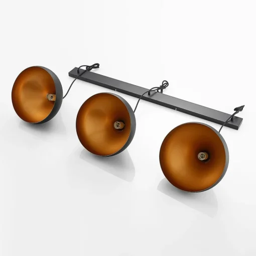 Lindby Elamira hanglamp, zwart, metaal, 133cm, 3-lamps.