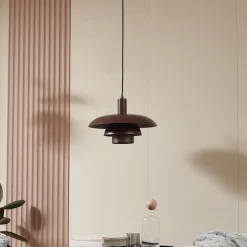 Lindby Elorri hanglamp, bruin, metaal, Ø 38 cm