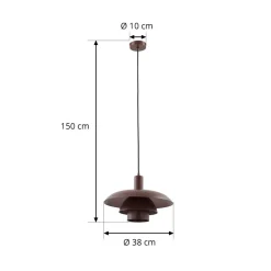 Lindby Elorri hanglamp, bruin, metaal, Ø 38 cm
