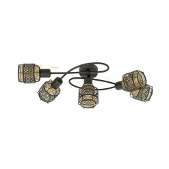 Lindby Eudoria plafondlamp 5-lamps zwart/goud