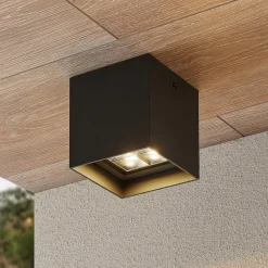 Lindby Eveta LED plafondlamp, 10 cm, antraciet, aluminium, IP65
