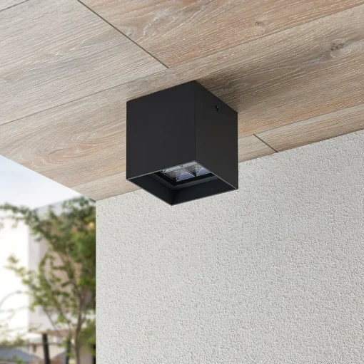 Lindby Eveta LED plafondlamp, 10 cm, antraciet, aluminium, IP65