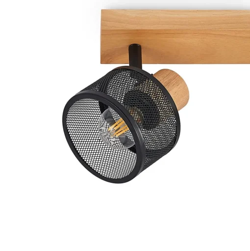 Lindby Evinora plafondspot van hout, 3-lamps