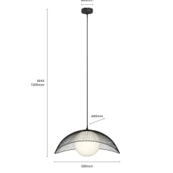 Lindby Fabronia hanglamp, rooster, glasbol