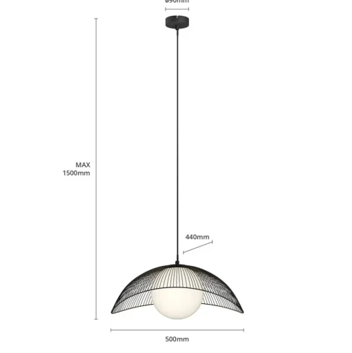Lindby Fabronia hanglamp, rooster, glasbol