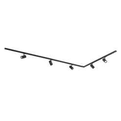 Lindby 1-fase railsysteem Linaro, GU10, zwart, 5-lamps.