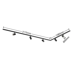 Lindby 1-fase railsysteem Linaro, GU10, zwart, 5-lamps.