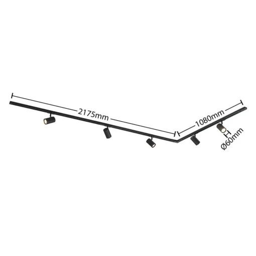 Lindby 1-fase railsysteem Linaro, GU10, zwart, 5-lamps.