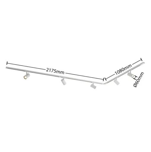 Lindby 1-fase railsysteem Linaro, GU10, 5-lamps, wit