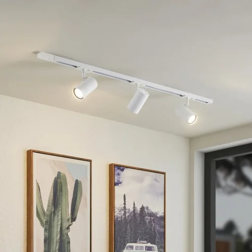 Lindby 1-fase railsysteem Linaro, GU10, 3-lamps, wit