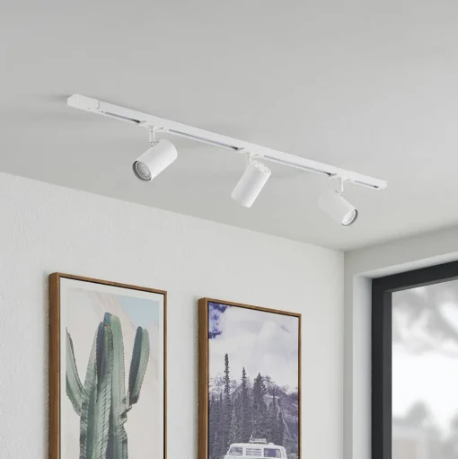 Lindby 1-fase railsysteem Linaro, GU10, 3-lamps, wit