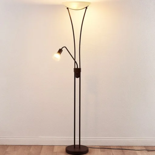 Lindby Felicia uplighter met leeslamp, roest