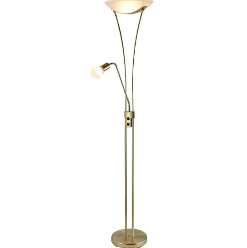 Lindby Felicia uplighter met leeslamp, messing