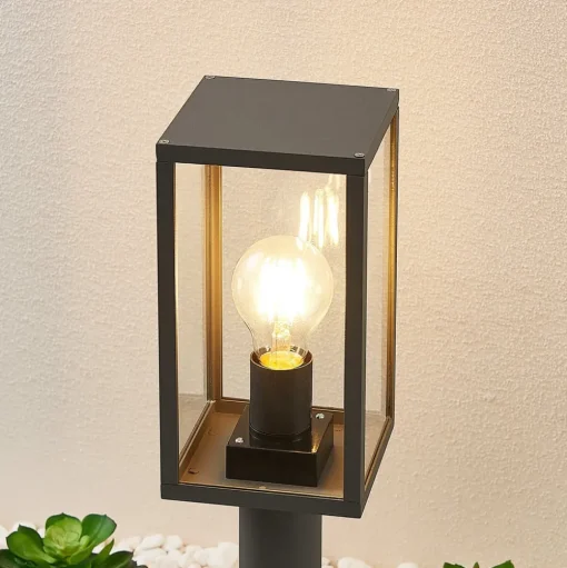 Lindby Filimon sokkellamp, 50 cm, antraciet, IP44, E27