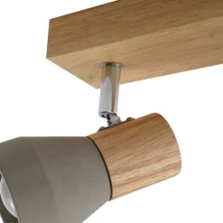 Lindby Filiz spot, 3-lamps, 47 cm lang, hout, beton, E14