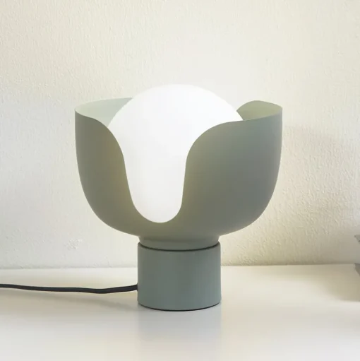 Lindby Fiora tafellamp, groen, glas, metaal, Ø 20 cm