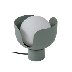 Lindby Fiora tafellamp, groen, glas, metaal, Ø 20 cm
