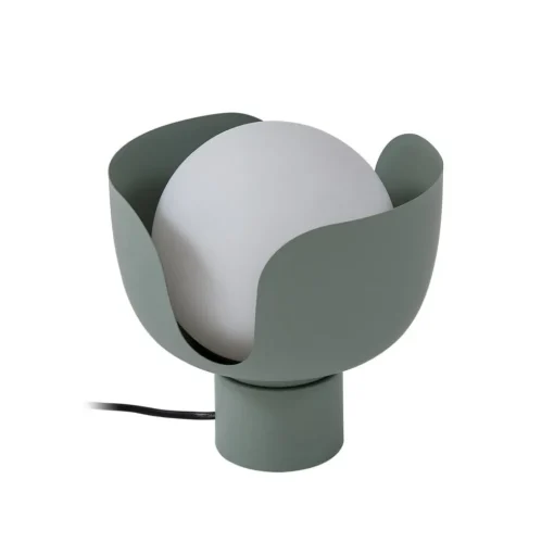 Lindby Fiora tafellamp, groen, glas, metaal, Ø 20 cm