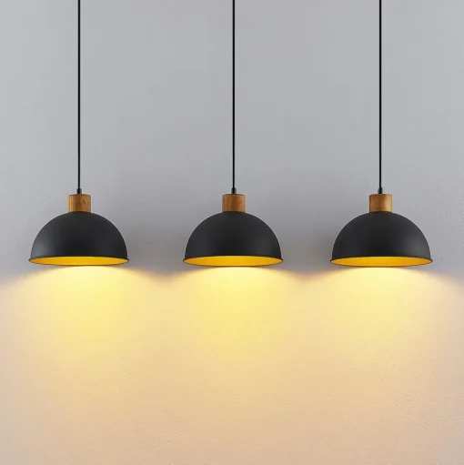 Lindby Flurin hanglamp, 3-lamps, 107cm, zwart, metaal