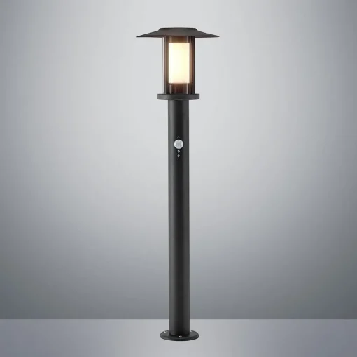 Lindby Gregory LED tuinpadverlichting, 76cm, sensor, donkergrijs, IP44