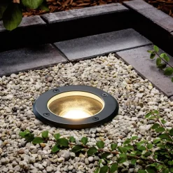 Lindby grondspot inbouwlamp Cliff, Ø 13 cm, rond, zwart