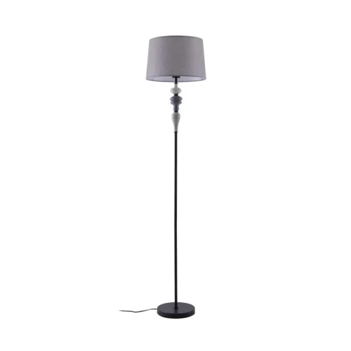 Lindby Haldorin vloerlamp, grijs/zwart, textiel, 157 cm