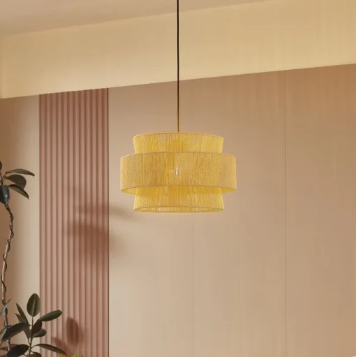 Lindby hanglamp Anuva, naturel, papier, Ø 45 cm