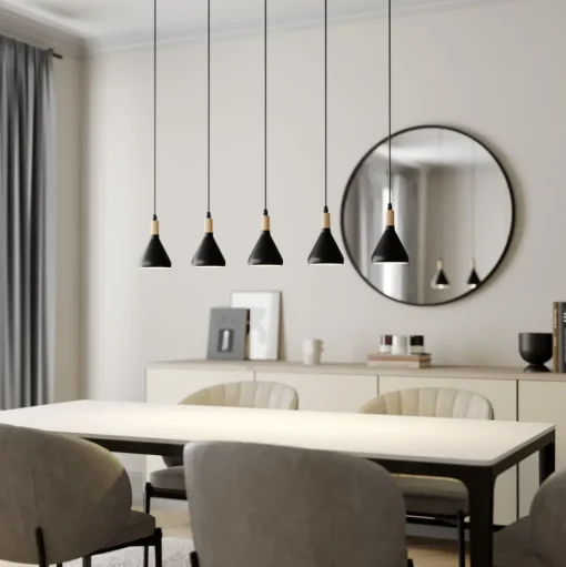 Lindby hanglamp Arina, 100 cm, zwart, 5-lamps