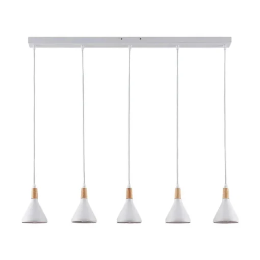 Lindby hanglamp Arina, 100 cm, wit, 5-lamps, E14