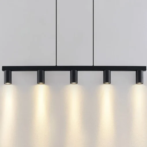 Lindby hanglamp Baliko, zwart, 116 cm, 5-lamps, GU10