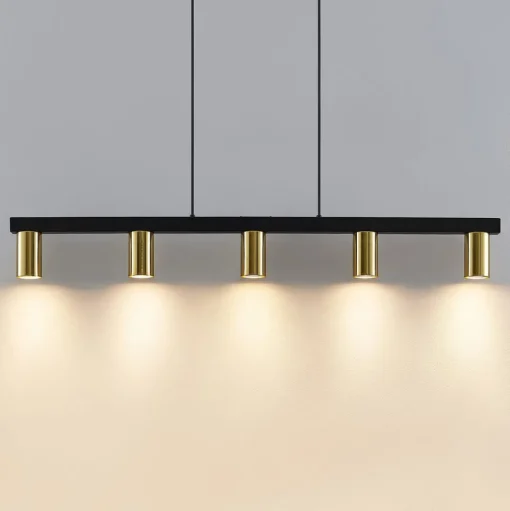 Lindby hanglamp Baliko, zwart/messing, 5-lamps, GU10