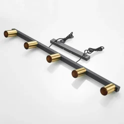 Lindby hanglamp Baliko, zwart/messing, 5-lamps, GU10