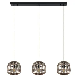 Lindby hanglamp Bominio, 102 cm, rotan, hout, E27
