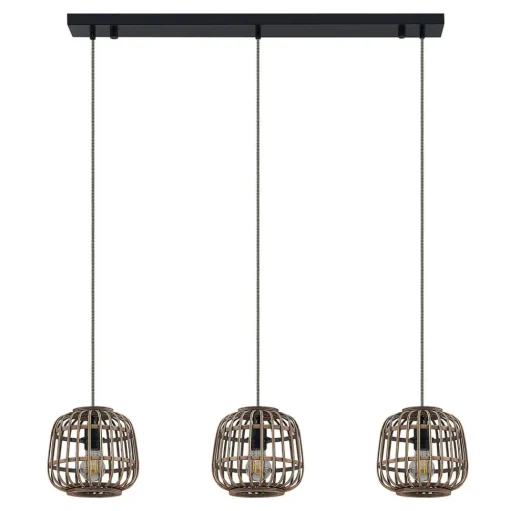 Lindby hanglamp Bominio, 102 cm, rotan, hout, E27