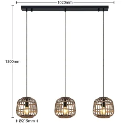 Lindby hanglamp Bominio, 102 cm, rotan, hout, E27