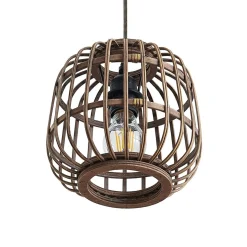Lindby hanglamp Bominio, 102 cm, rotan, hout, E27