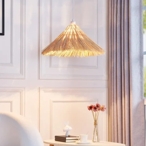 Lindby hanglamp Borys, Ø 55 cm, zeegras, E27