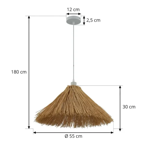 Lindby hanglamp Borys, Ø 55 cm, zeegras, E27