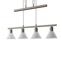 Lindby hanglamp Delira, 4-lamps nikkel, in hoogte verstelbaar