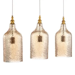 Lindby hanglamp Drakar, 3-lamps, amber, glas, Ø 19,5 cm