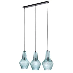 Lindby hanglamp Drakar, 3-lamps, lichtblauw, glas, Ø 25 cm