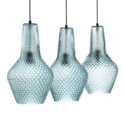 Lindby hanglamp Drakar, 3-lamps, lichtblauw, glas, Ø 25 cm