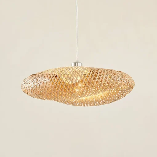 Lindby hanglamp Eleane, bamboe, naturel, Ø 50 cm