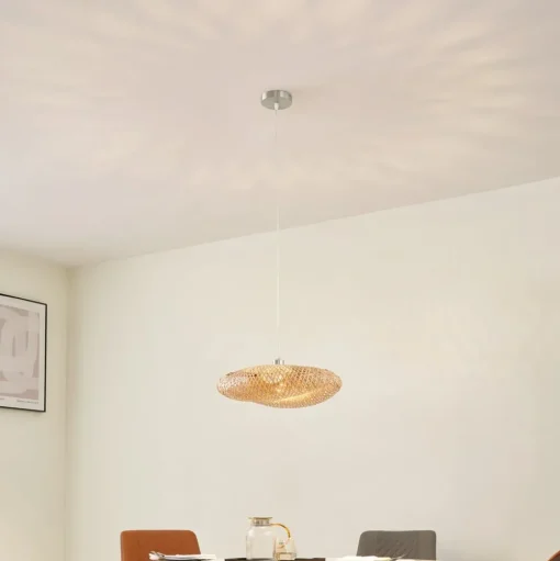 Lindby hanglamp Eleane, bamboe, naturel, Ø 50 cm