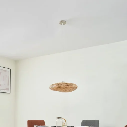 Lindby hanglamp Eleane, bamboe, naturel, Ø 50 cm